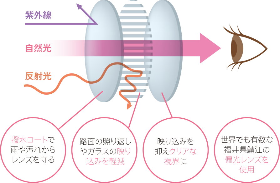 日本製の高性能偏光レンズ